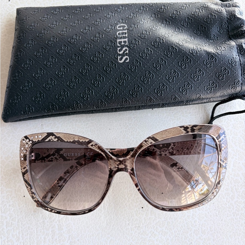 Guess Women's Brown Snake Pattern Sunglasses